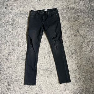 Topman distressed black wash spray on jeans